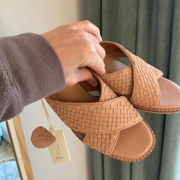 Joie Leather Woven Sandals Cross Band Mule/Slide Mid Block Heel - Size 8 - NWT - Picture 7 of 11